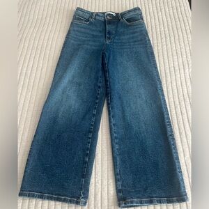 Zara Dark Wash Cropped Wide Leg Jeans